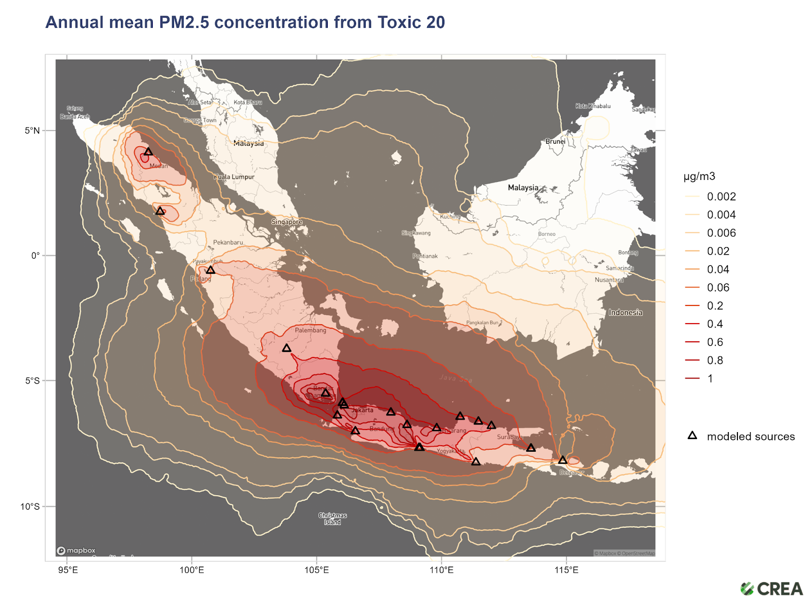 annual mean PM2.5 concentration from toxic 20